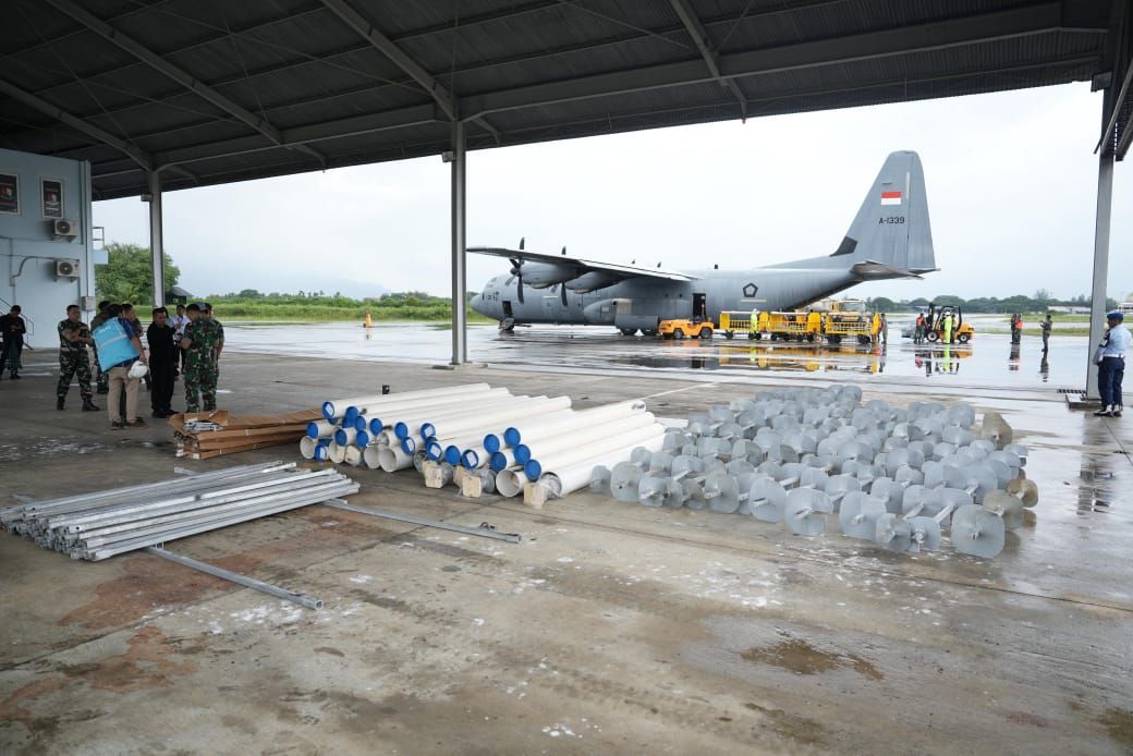 PLN Percepat Pemulihan Aceh, Hercules TNI AU Dikerahkan Angkut Material Tower Darurat <b>(Istimewa)</b>