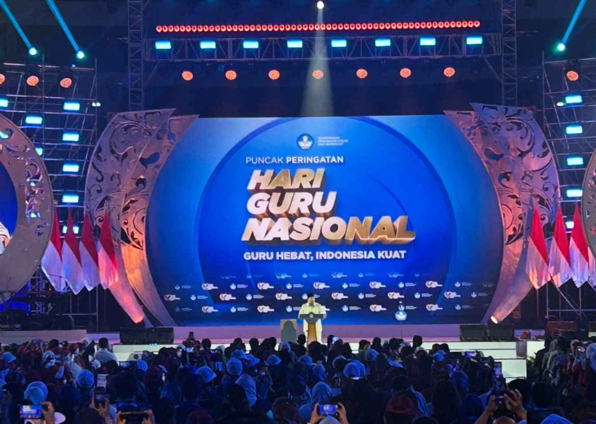 Prabowo Subianto di Puncak Hari Guru Nasional 2025 <b>(NTVnews.id)</b>