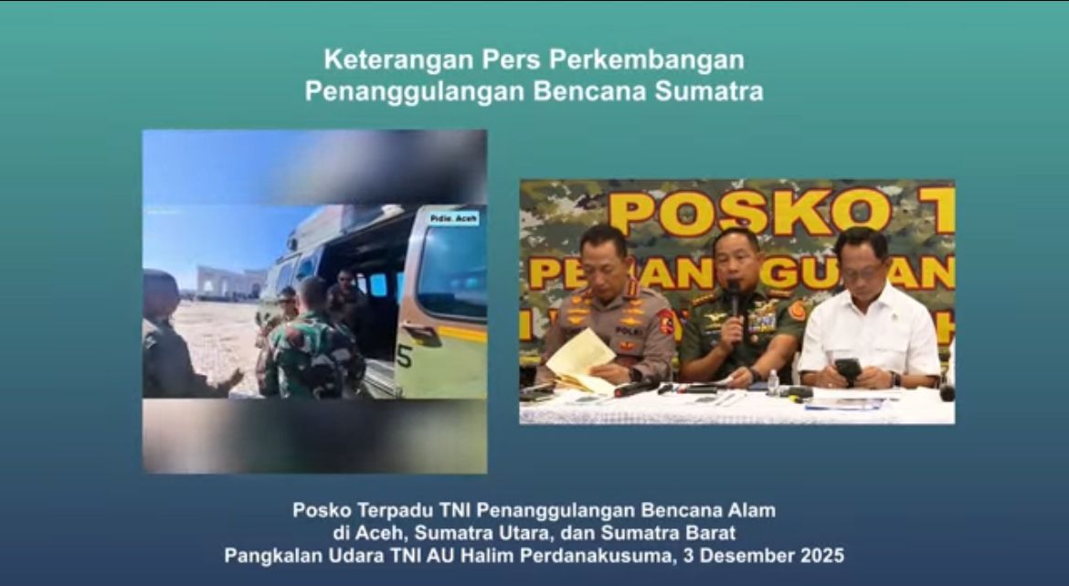 Panglima TNI Agus Subiyanto di Keterangan Pers Perkembangan Penangulangan Bencana Sumatera <b>(Istimewa)</b>