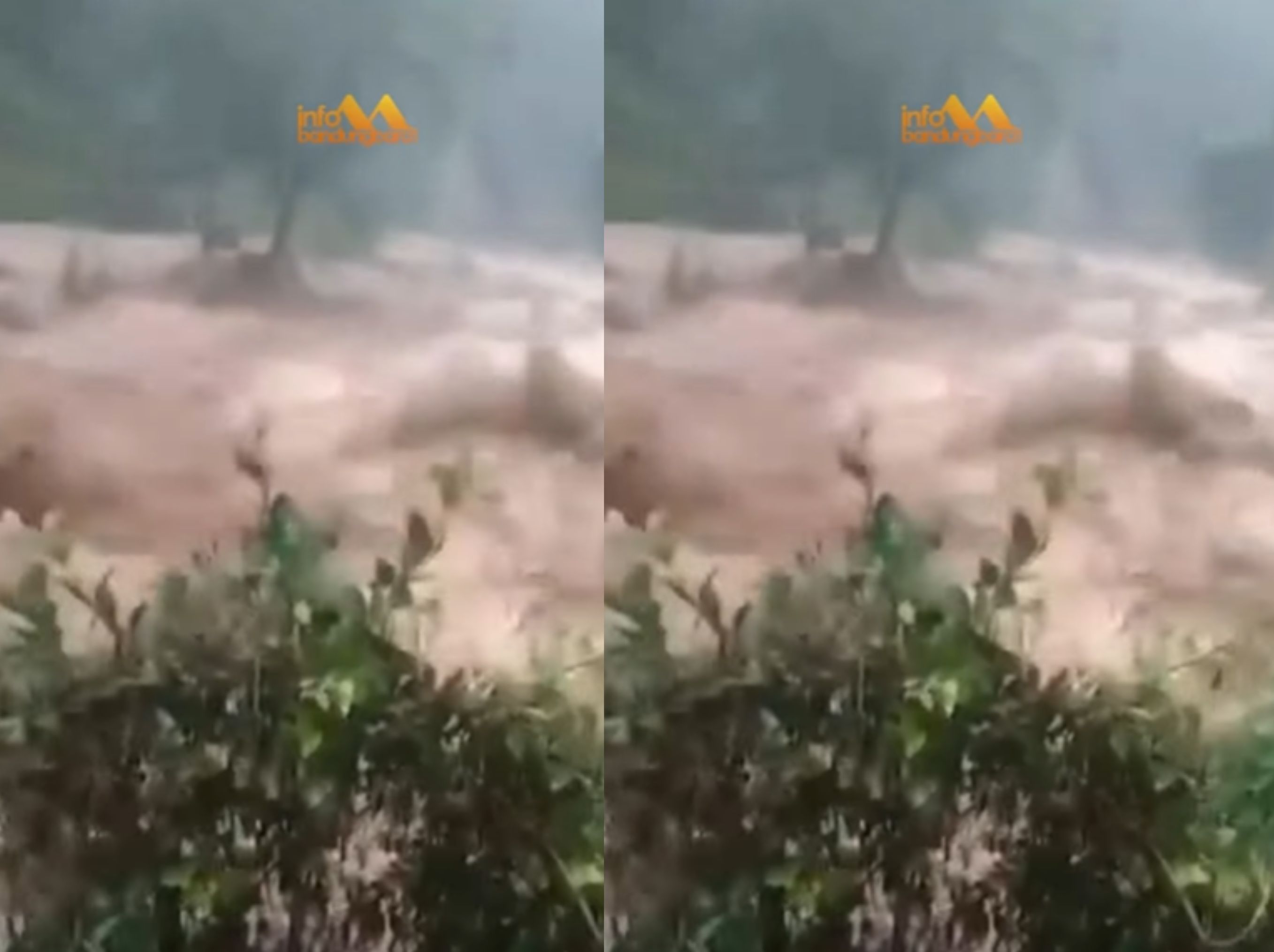 Banjir bandang menerjang kawasan lembah curugan gunung putri Desa Mukapayung, Kecamatan Cililin, Kabupaten Bandung Barat pada Kamis (4/12/2025). <b>(Info bandung barat)</b>