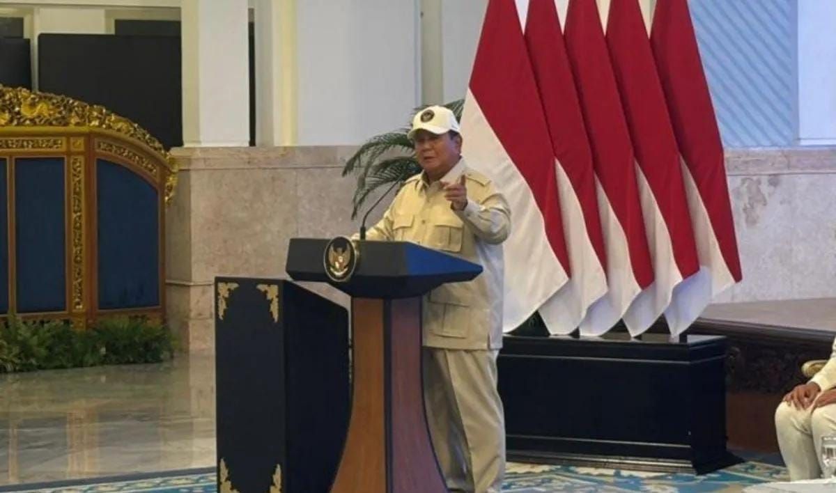 Presiden Prabowo Subianto memberikan sambutan pada acara pelepasan kontingen Indonesia menuju SEA Games 2025 Thailand di Istana Negara, Jakarta, Jumat 5 Desember 2025. (ANTARA/Mentari Dwi Gayati) <b>(Antara)</b>