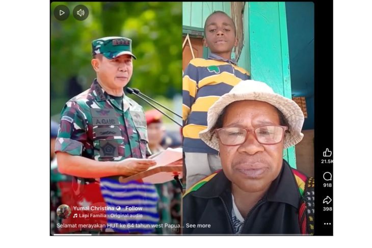 Unggahan video yang menarasikan Panglima TNI Agus Subianto ucapkan selamat hari kemerdekaan Papua Barat. Faktanya, video tersebut merupakan hasil AI. (Facebook) <b>(Antara)</b>