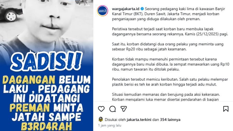 Dagangan Belum laku, pedagang ini didatangi diduga preman minta jatah sampai berdarah  <b>(tangkapan layar)</b>