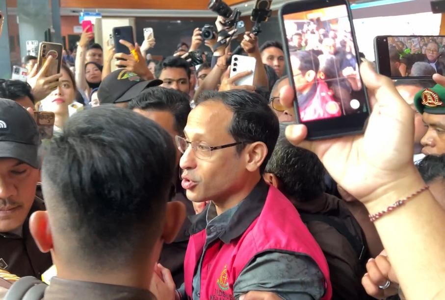 Nadiem Makarim usai sudah pembacaan dakwaan.  <b>(NTVNews.id)</b>