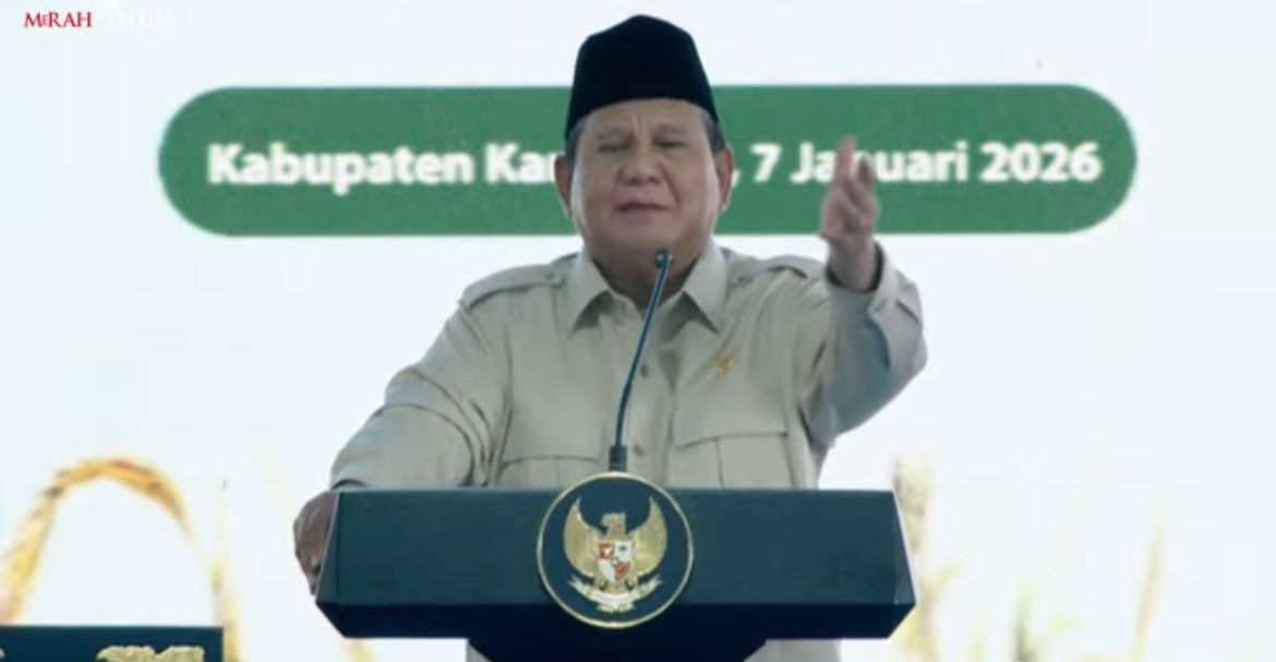 Presiden Prabowo Subianto menghadiri kegiatan panen raya di Karawang, Jawa Barat <b>(Istimewa)</b>