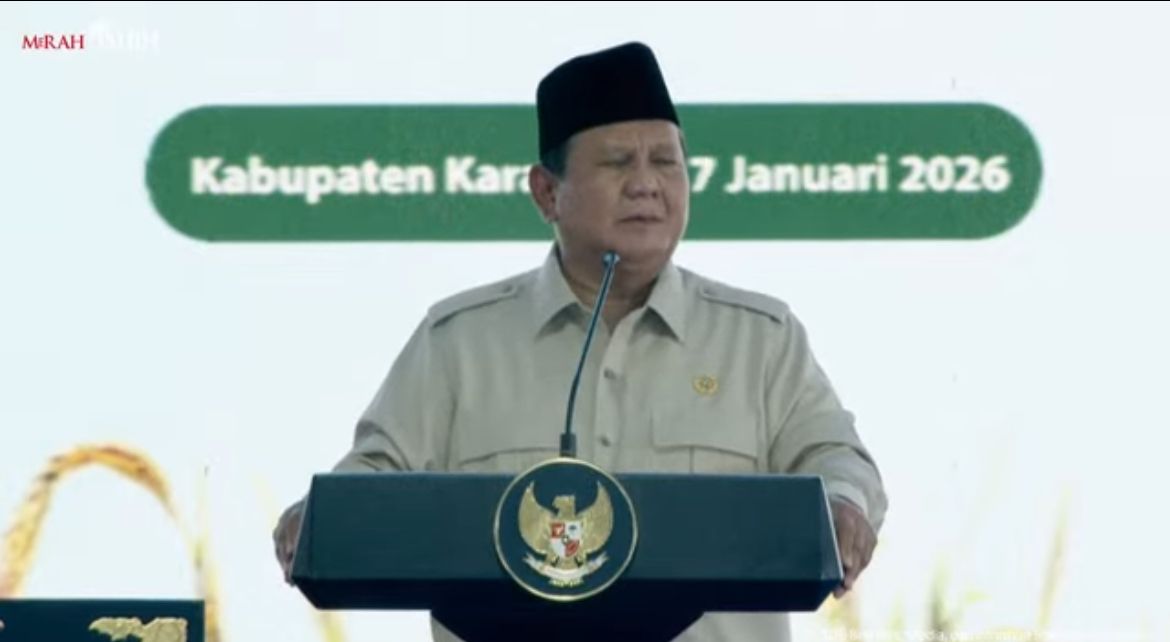 Presiden Prabowo Subianto menghadiri kegiatan panen raya di Karawang, Jawa Barat <b>(Istimewa)</b>