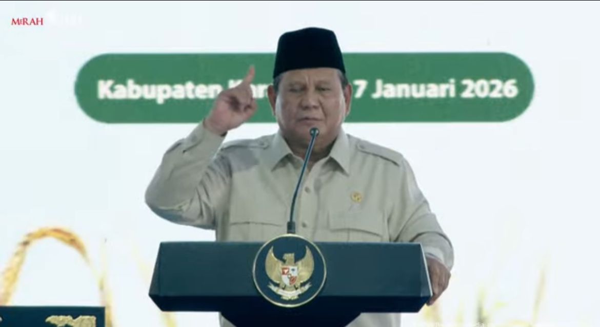Presiden Prabowo Subianto menghadiri kegiatan panen raya di Karawang, Jawa Barat <b>(Istimewa)</b>