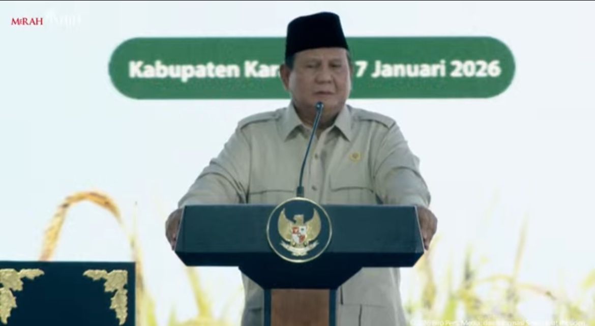 Presiden Prabowo Subianto menghadiri kegiatan panen raya di Karawang, Jawa Barat <b>(Istimewa)</b>