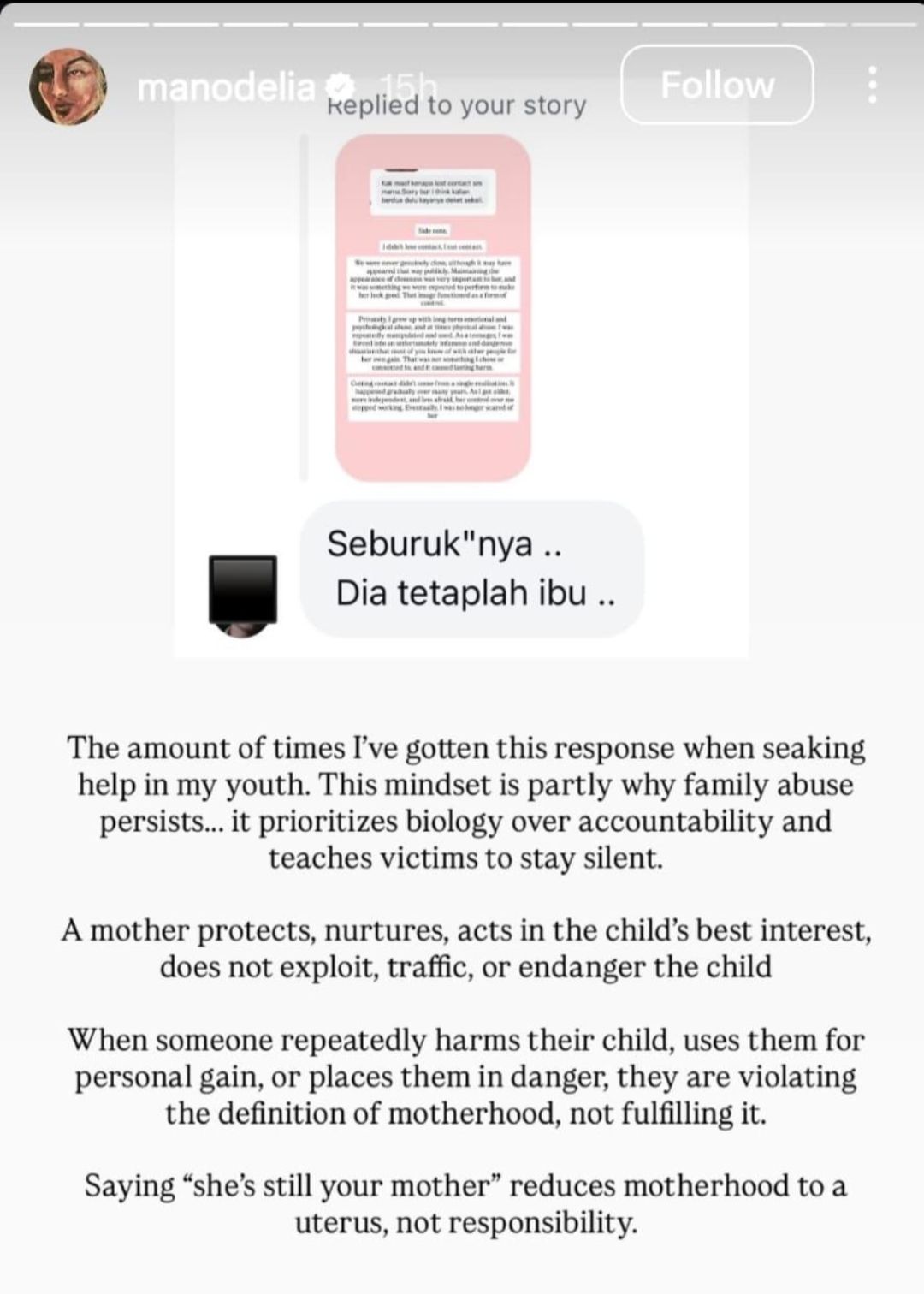 Manohara putuskan hubungan dengan ibu kandungnya <b>(Instagram stories)</b>