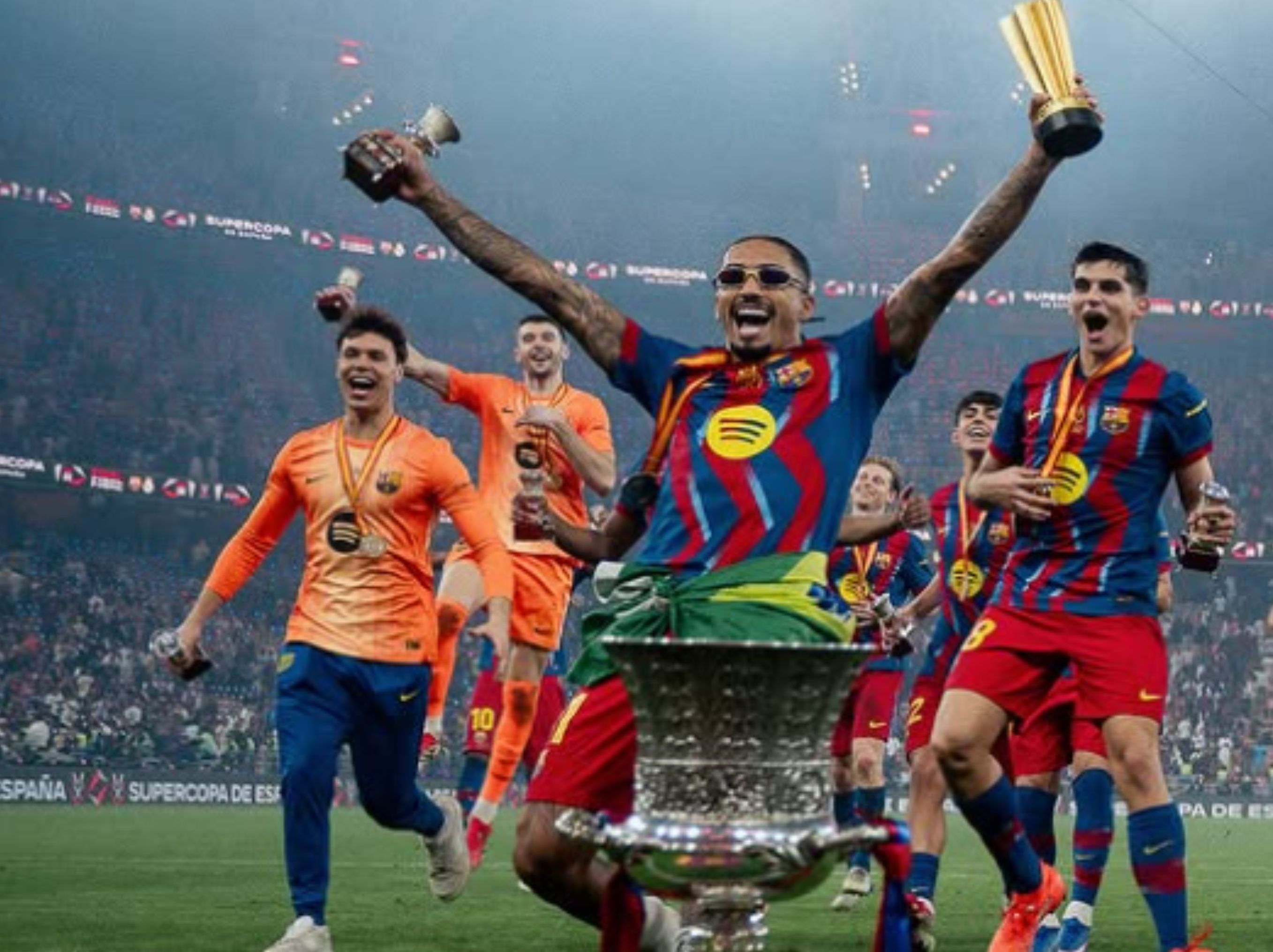 Barcelona menjuarai Piala Super Spanyol 2026 seusai menekuk Real Madrid dengan skor 3-2 pada partai final di Stadion King Abdullah Sports City, Jeddah, Minggu waktu setempat. <b>(IG BARCA)</b>