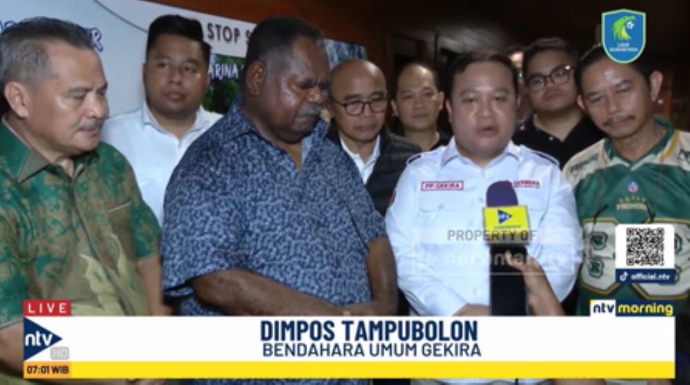 Bendahara Umum PP Gekira Dimpos Tampubolon dan Direktur Nusantara TV Tommy William Tampubolon menghadiri perayaan Natal Nasional 2025 Partai Gerindra di Sorong, Papua Barat Daya
