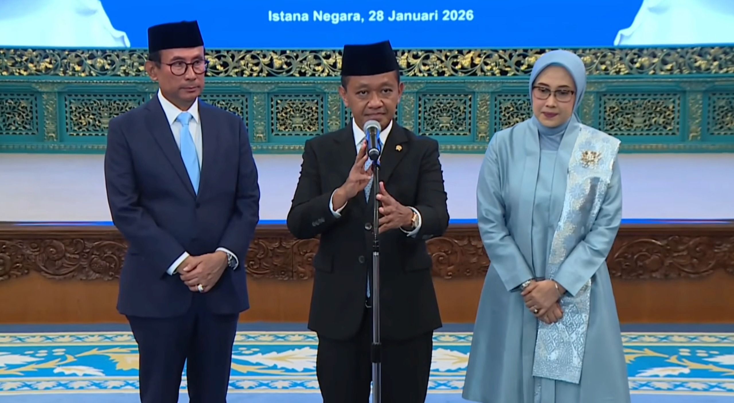 Ketua Harian Dewan Energi Nasional (DEN) Bahlil Lahadalia di Istana Negara, Jakarta, Rabu, 28 Januari 2026. <b>(Bakom RI)</b>