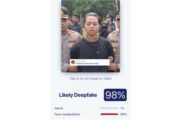 Hasil pemeriksaan menggunakan AI Detector. (Sightengine)  <b>(Antara)</b>