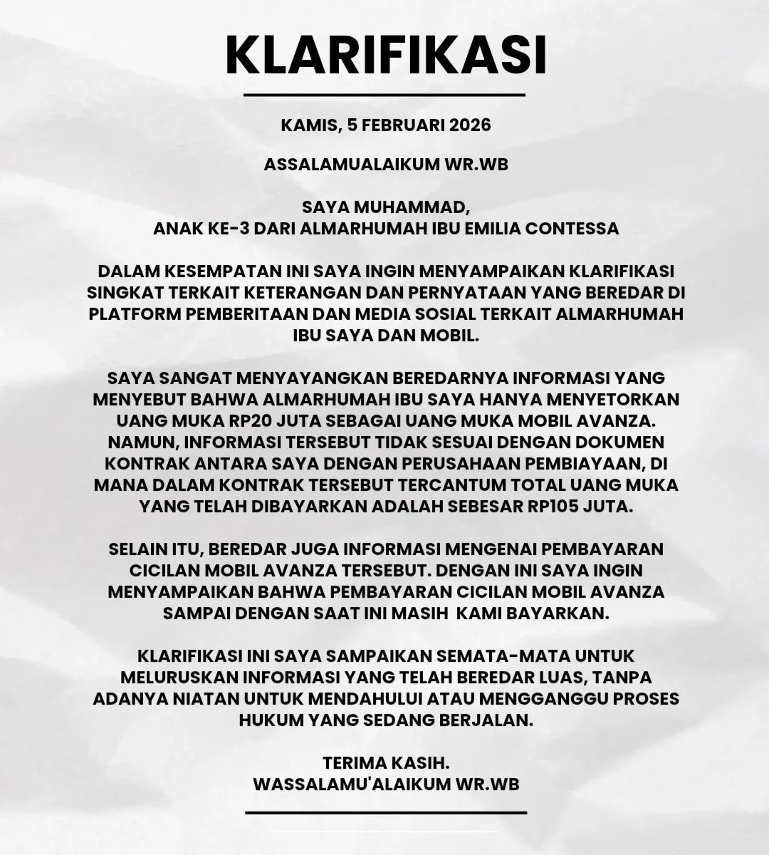 Klarifikasi Adik Denada soal uang cicilan mobil Ressa <b>(Instagram)</b>