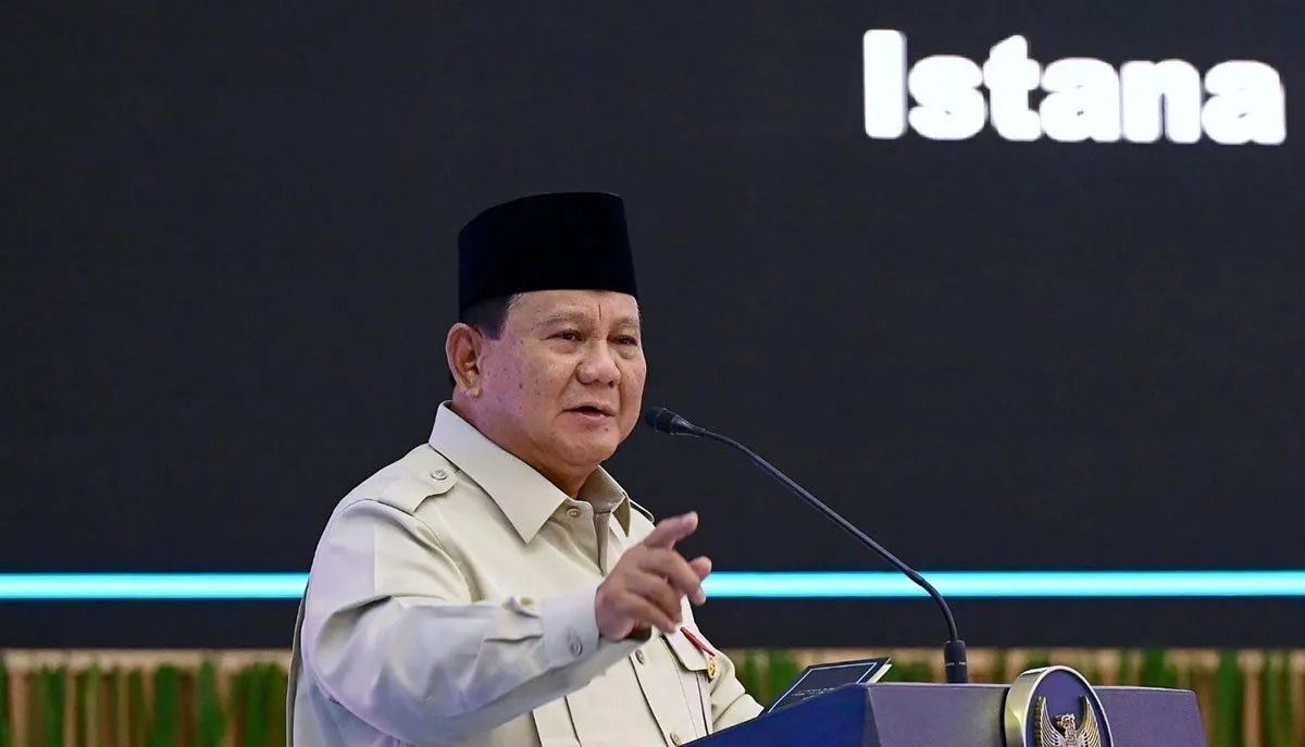 Presiden RI Prabowo Subianto memberi amanat saat menghadiri agenda Rapat Pimpinan (Rapim) TNI-Polri di kompleks Istana Kepresidenan, Jakarta, Senin, 9 Februari 2026. ANTARA/HO-Sekretariat Presiden/pri <b>(Antara)</b>