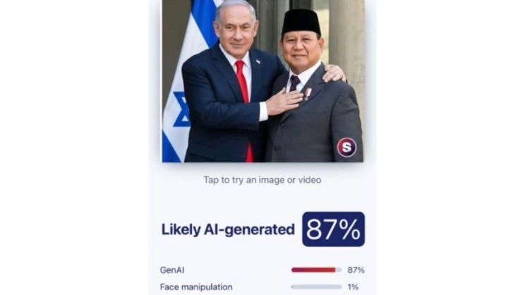 Hasil pemeriksaan menggunakan AI Detector. (Sightengine) <b>(Antara)</b>
