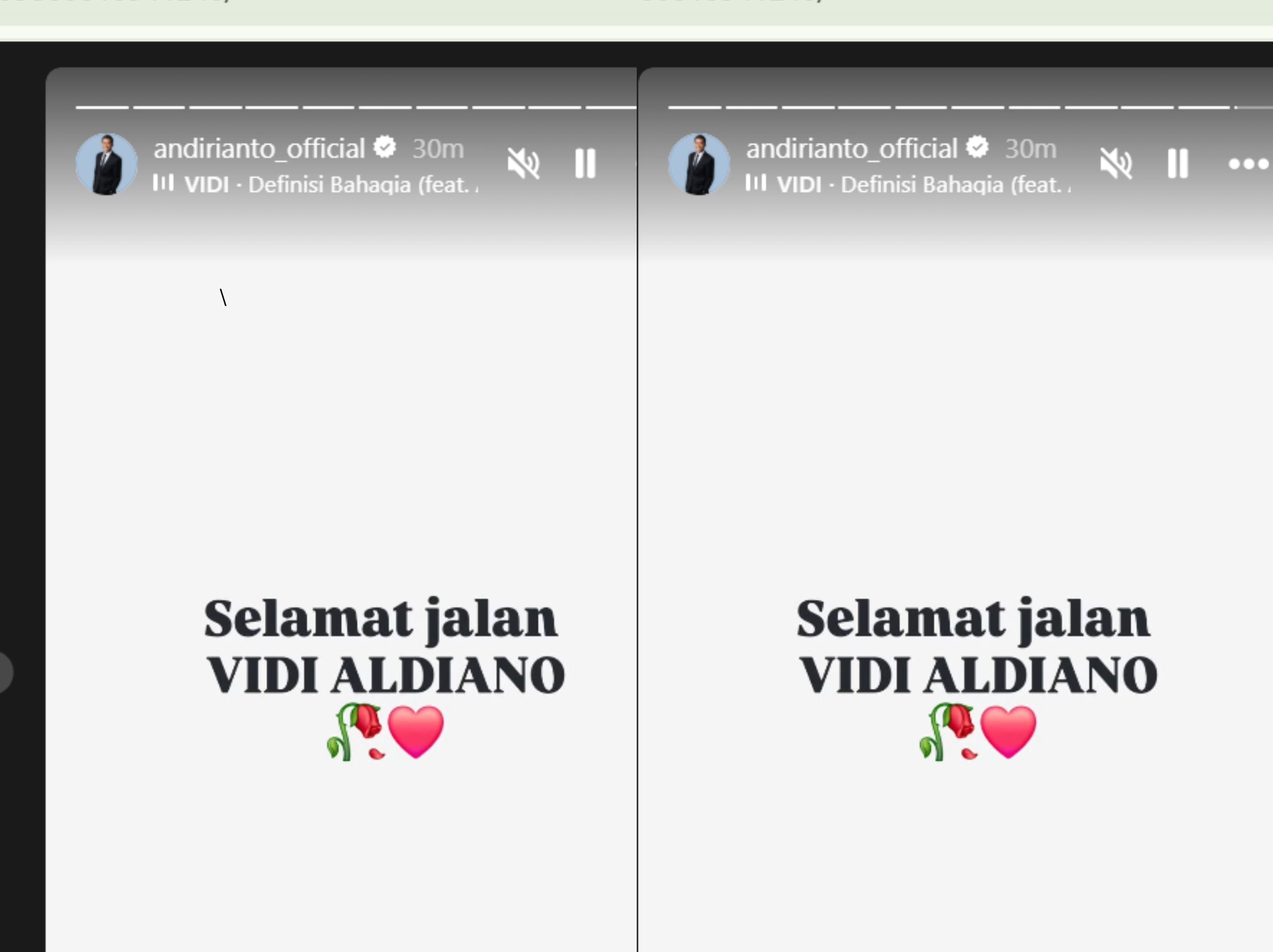 informasi Vidi Aldiano meninggal dunia <b>(STORY IG ANDI RIANTO)</b>