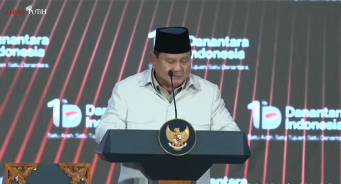 Prabowo Subianto di HUT Danantara <b>(Istimewa)</b>