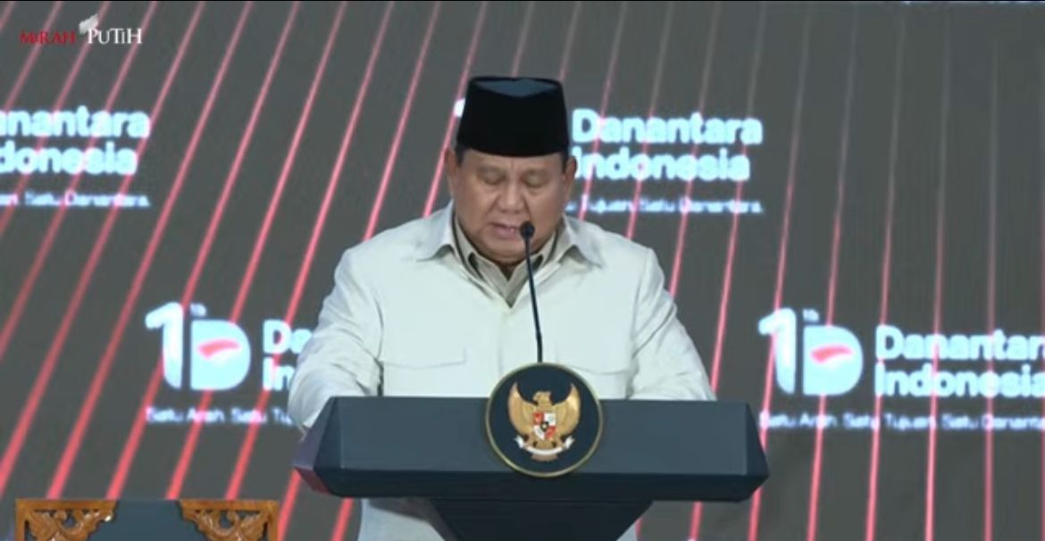 Prabowo Subianto di HUT Danantara <b>(Istimewa)</b>