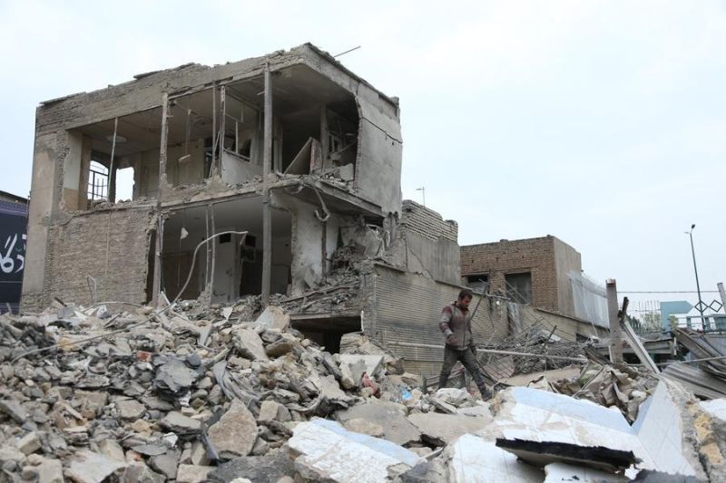 Foto yang diabadikan pada 15 Maret 2026 ini menunjukkan bangunan-bangunan yang hancur di sebuah area hunian di Teheran, Iran. (ANTARA/Xinhua/Shadati) <b>(Antara)</b>