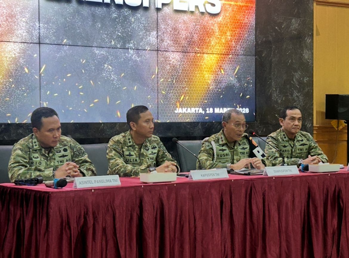 Danpuspom Yusri Nuryanto dalam konferensi pers di Mabes TNI, Jakarta <b>(NTVnews)</b>