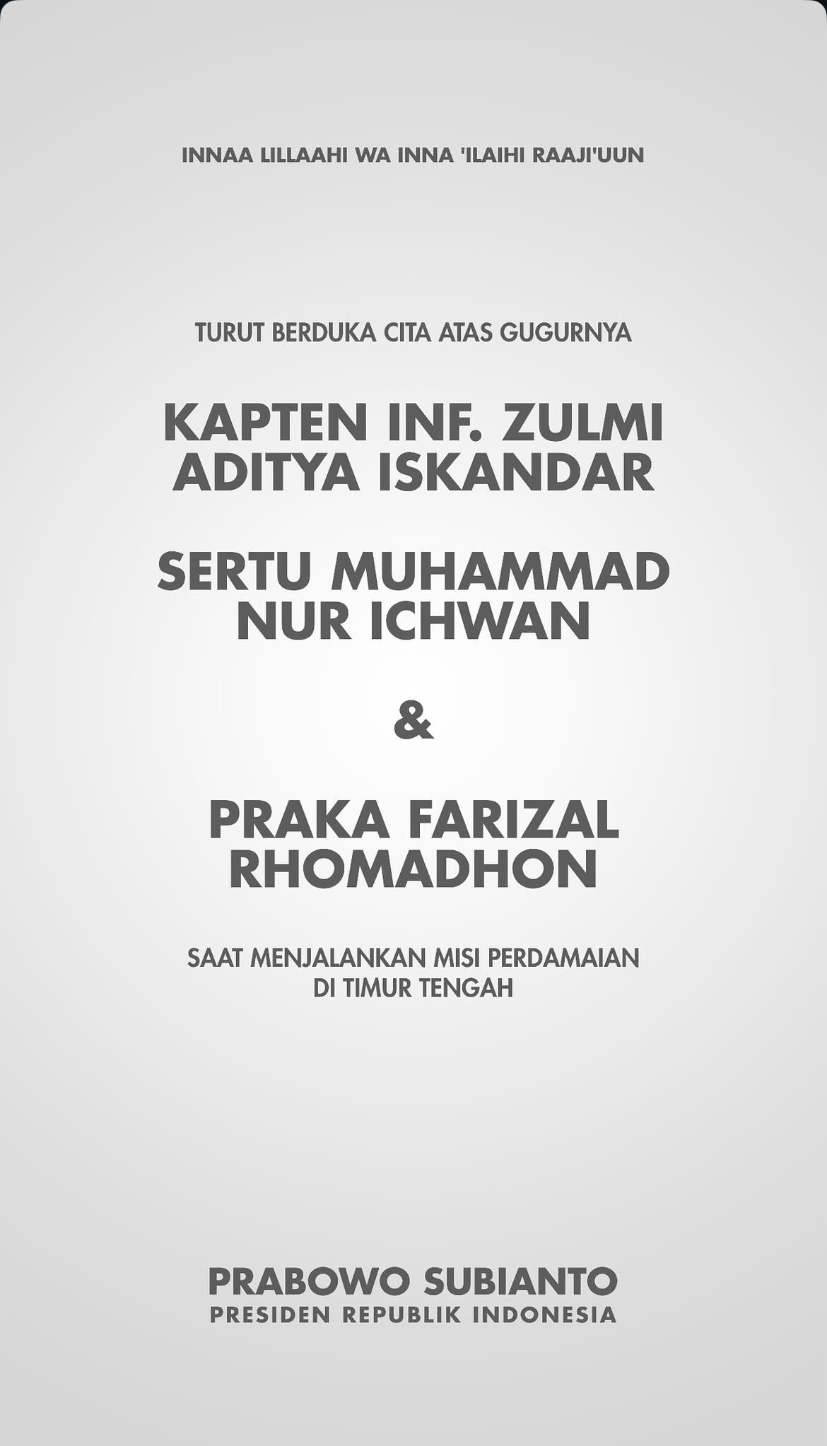 Ucapan Prabowo <b>(Istimewa)</b>