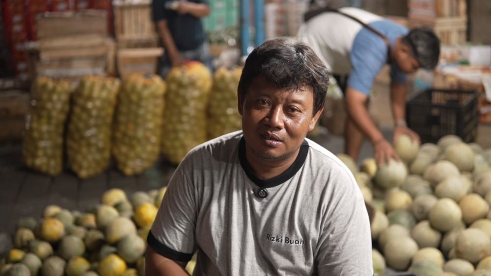 Pedagang melon di Pasar Gede Hardjonagoro Solo, Jawa Tengah. (Istimewa)