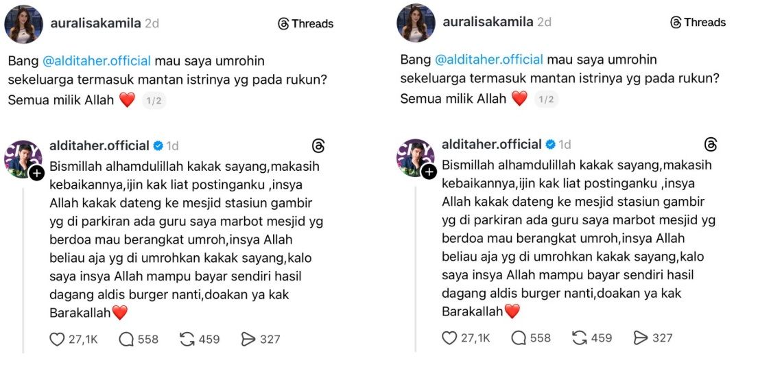 Unggahan selebriti Aldi Taher saat ditawari umroh gratis.  <b>(Instagram @alditaher.official)</b>