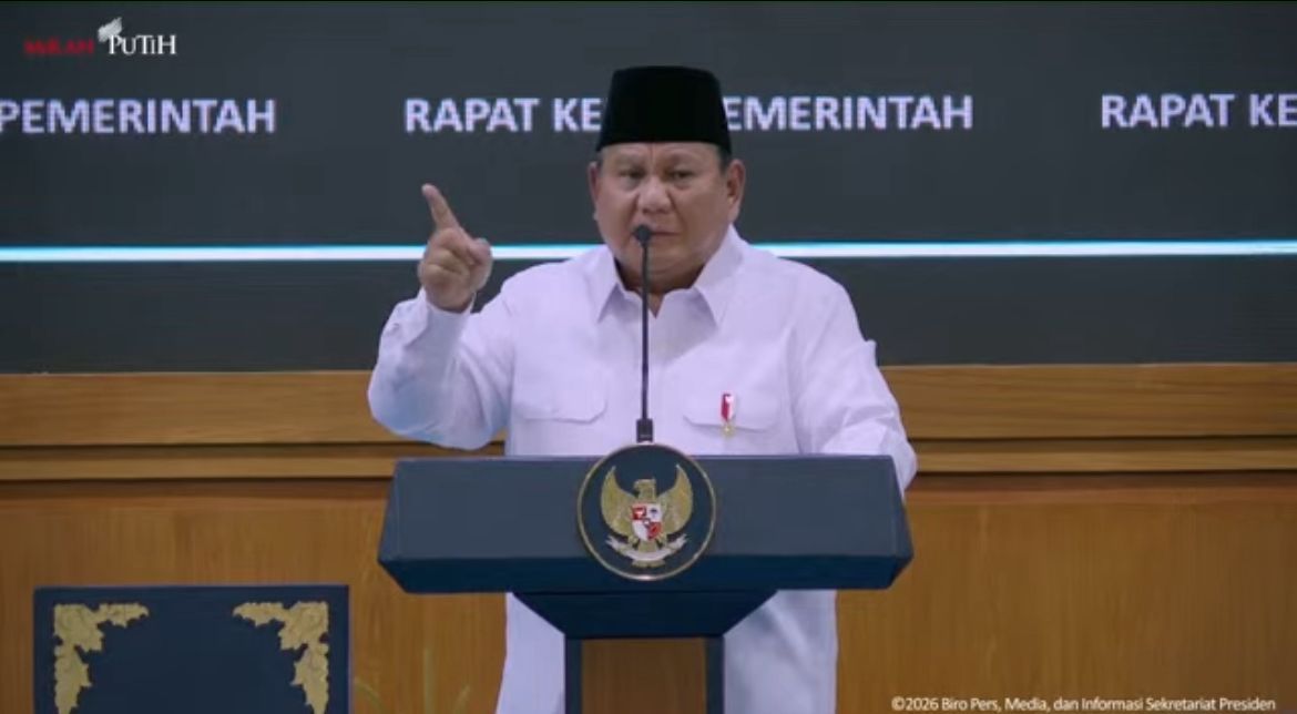 Prabowo Subianto dalam taklimat kepada jajaran Kabinet Merah Putih di Istana Kepresidenan <b>(Istimewa)</b>