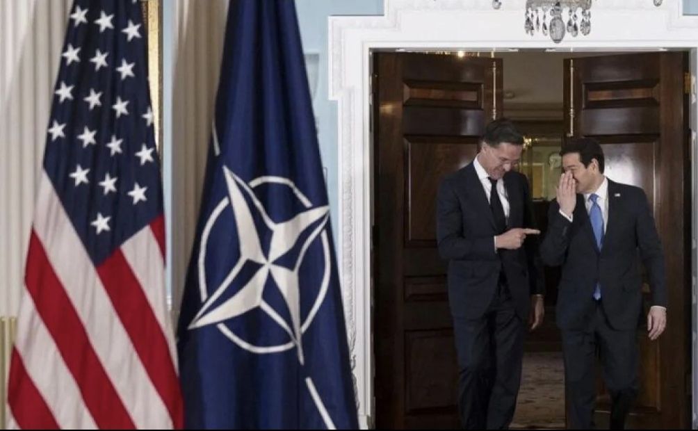 Menteri Luar Negeri Amerika serikan Marco Rubio (kanan) bertemu dengan Sekretaris Jenderal NATO Mark Rutte di Washington D.C., Amerika Serikat, Rabu (8/4/2026). ANTARA/Anadolu Ajansi/Celal G&uuml;ne?/aa. <b>(Antara)</b>