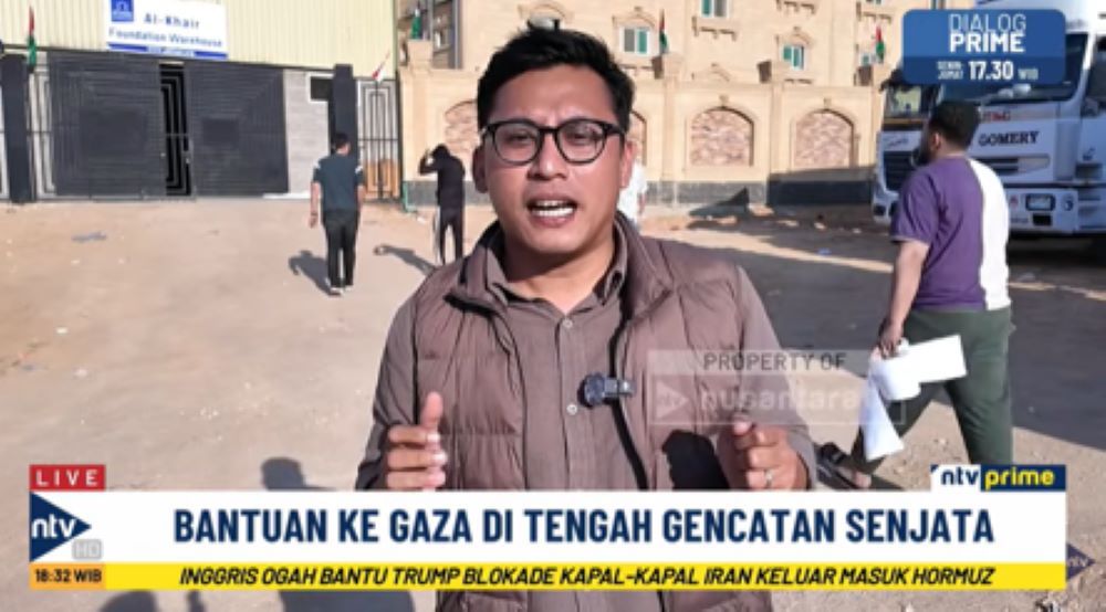 Reporter Nusantara TV Hasbyalloh melaporkan proses pengiriman bantuan kemanusiaan untuk warga Gaza