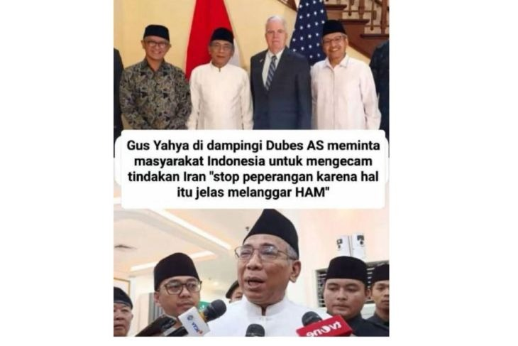 Unggahan yang menarasikan Gus Yahya ajak masyarakat kecam Iran. Faktanya, pernyataan tersebut tidak berdasar. (TikTok) <b>(Antara)</b>
