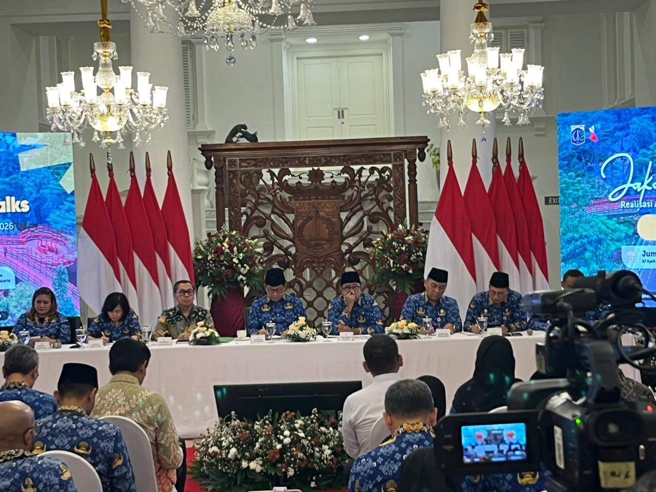 Pramono Anung dalam Konferensi Pers Realisasi APBD Triwulan I Tahun Anggaran 2026 <b>(NTVNews.id/Adiansyah)</b>