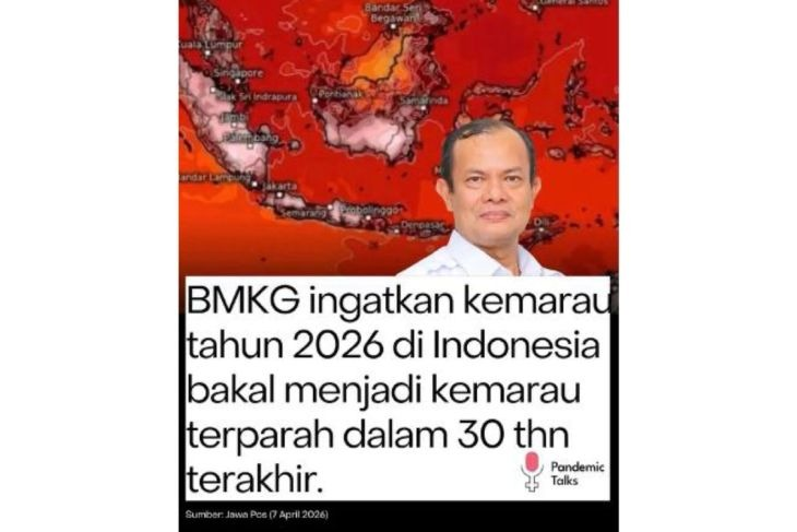 Unggahan yang menarasikan BMKG sebut musim kemarau 2026 akan jadi kemarau terparah. Faktanya, BMKG membantah narasi tersebut. BMKG menyebut kondisi kemarau diperkirakan lebih kering, tetapi bukan yang paling parah dalam tiga dekade terakhir. (Facebook) <b>(Antara)</b>