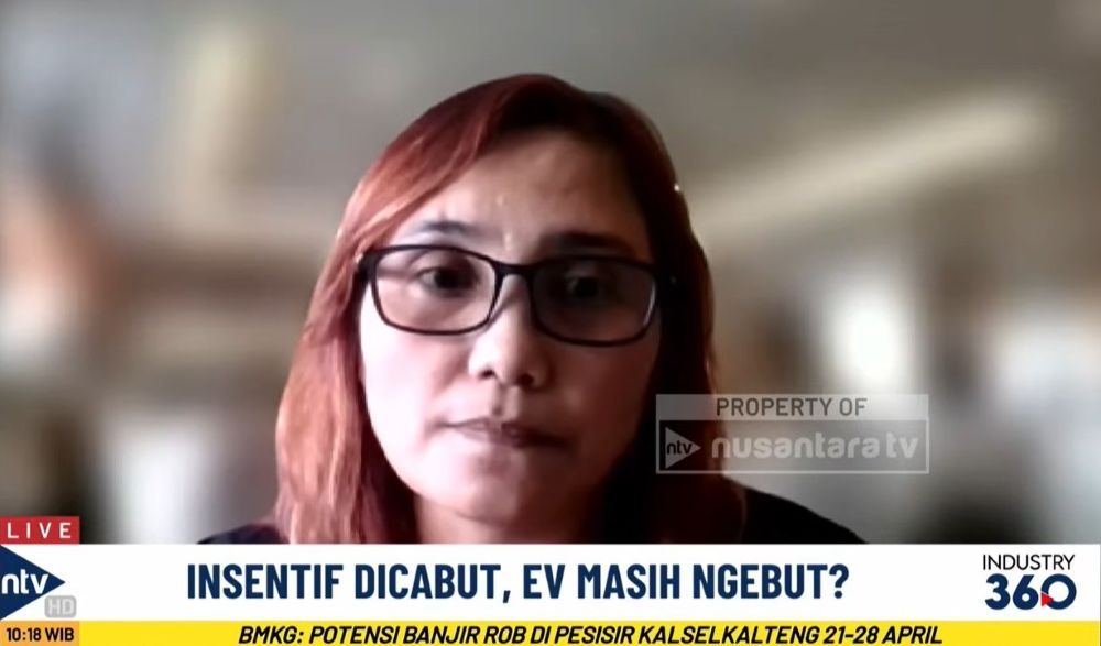 Public Relation dan Event Executive Asosiasi Motor Listrik Indonesia (Aismoli), Riniwaty Sinaga saat menjadi narasumber program Nusantara Economic Updates, Selasa (21/4/2026) 