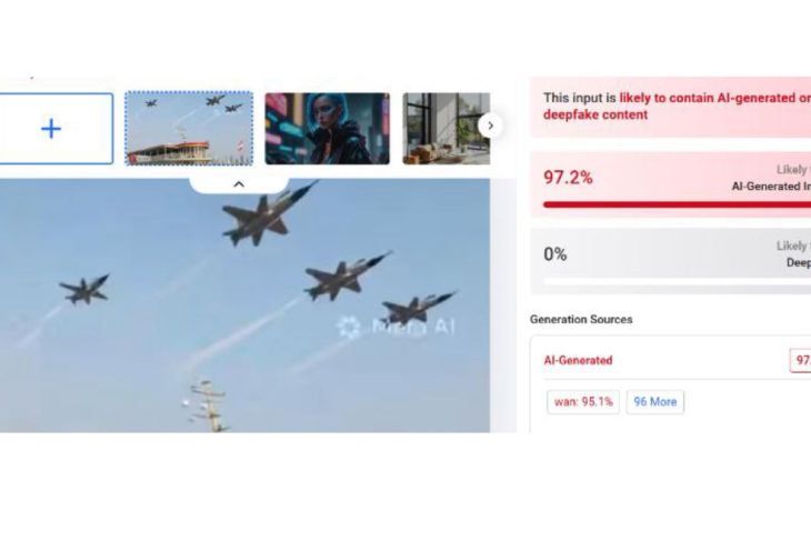 Hasil pemeriksaan menggunakan AI Detector. (Hive Moderation). <b>(Antara)</b>