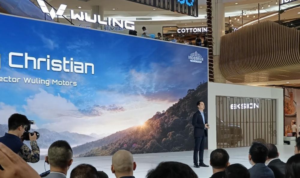 Ricky Christian, Marketing Director Wuling Motors, saat peluncuran Wuling Eksion di Jakarta, Rabu (22/4/2026). (Foto: Adiantoro/NTV)