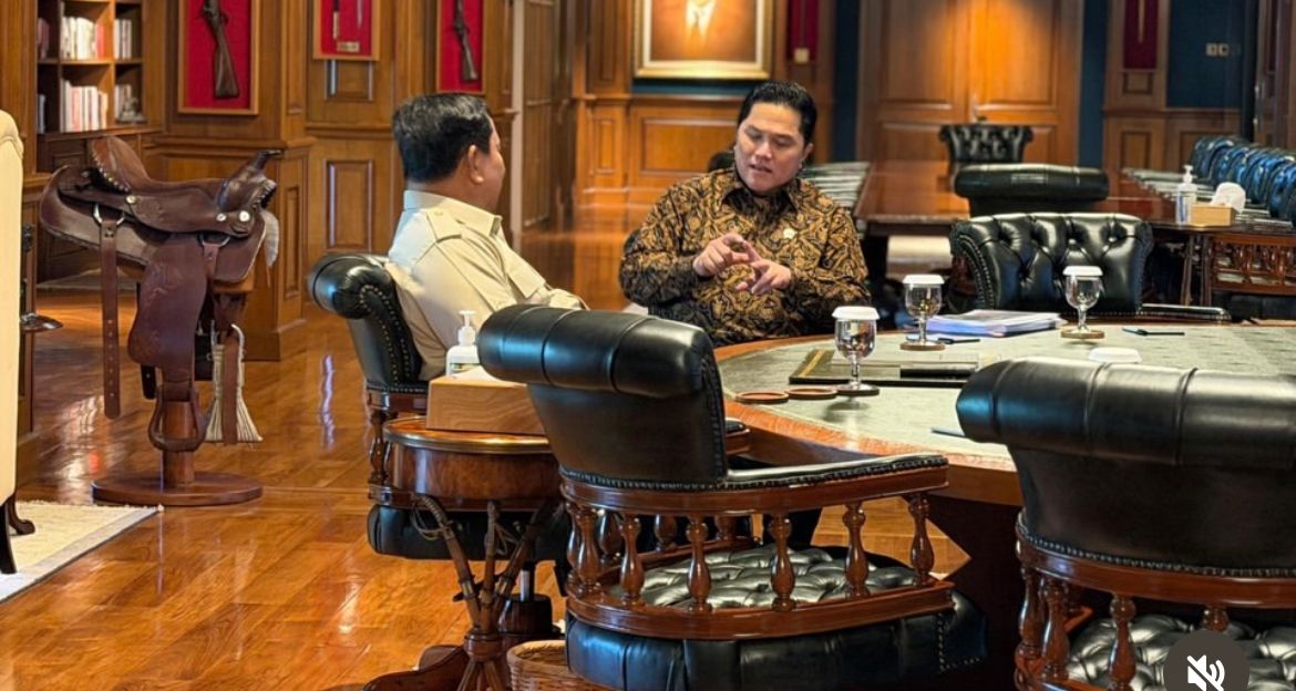 Presiden RI Prabowo Subianto menerima kunjungan Menteri Pemuda dan Olahraga, Erick Thohir, di kediamannya di Hambalang, Bogor, Jawa Barat <b>(Istimewa)</b>