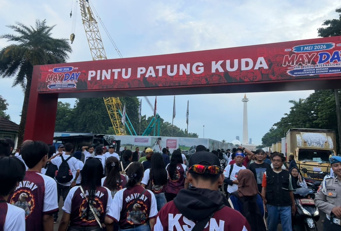 Ribuan Buruh Mulai Padati Monas untuk Peringatan May Day 2026 <b>(Istimewa)</b>