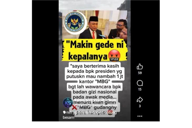Unggahan yang menarasikan Prabowo akan bangun satu juta kantor MBG. Faktanya, pernyataan tersebut tidak berdasar. (Facebook) <b>(Antara)</b>