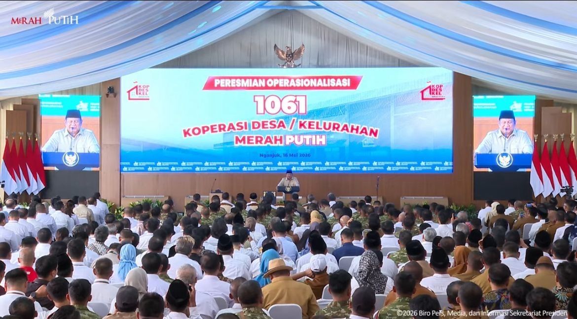 Presiden RI Prabowo Subianto meresmikan operasional 1.061 Koperasi Desa/Kelurahan Merah Putih dalam agenda nasional yang digelar di Kabupaten Nganjuk <b>(Istimewa)</b>