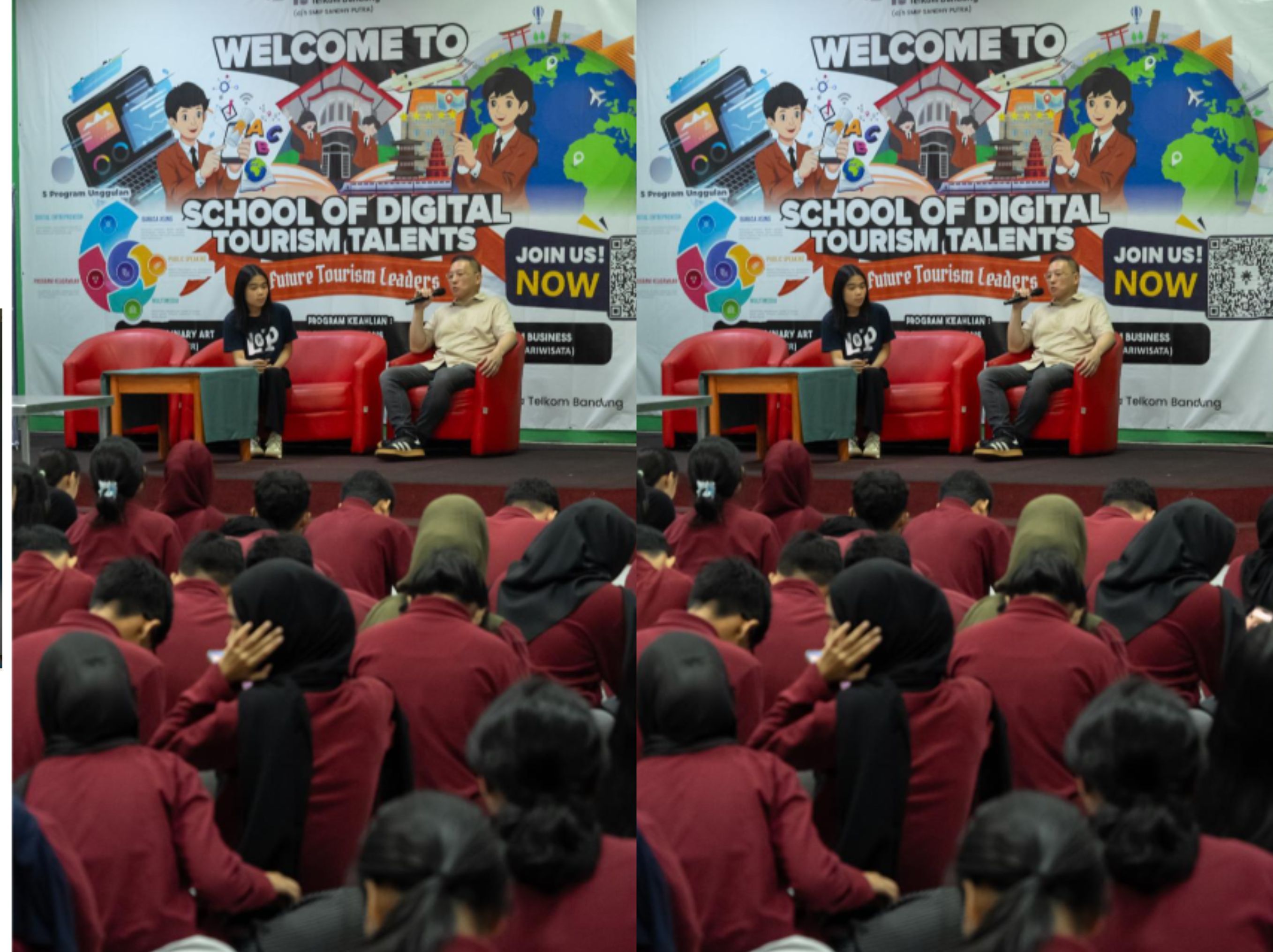 Lens of Perseverance berkolaborasi dengan Wongkie Kopitiam dan SMK Telkom menyelenggarakan seminar kewirausahaan bertema &ldquo;Kunci Sukses Dalam Bisnis Kuliner&rdquo;. Kegiatan ini diikuti oleh kurang lebih 200 siswa SMK Telkom sebagai upaya untuk memperkenalk <b>(DOK)</b>
