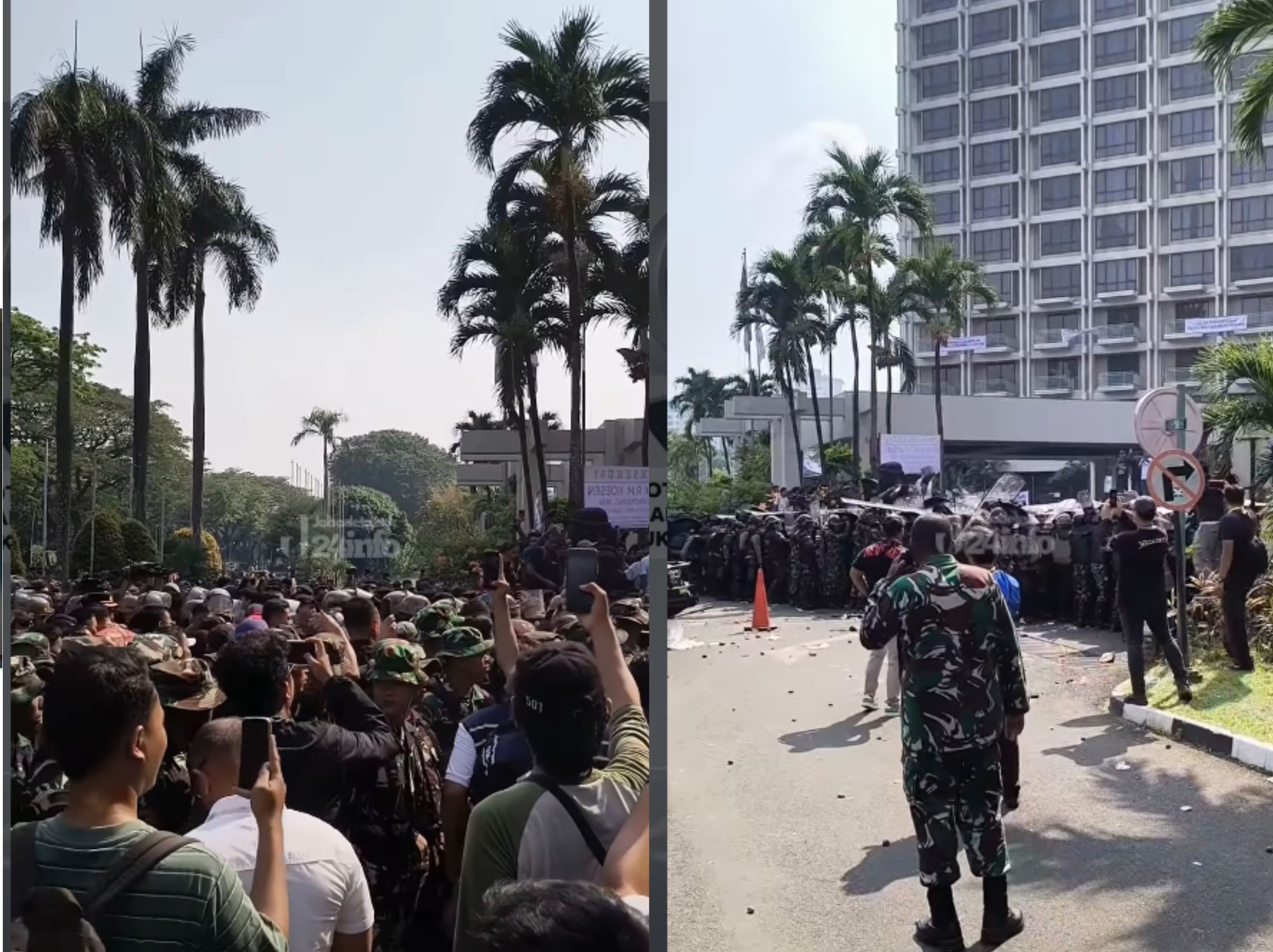 Kawasan Hotel Sultan di Blok 15 Gelora Bung Karno (GBK), Senayan, Jakarta, mulai dieksekusi pada Kamis (18/6/2026). Proses pengosongan tersebut sempat diwarnai penolakan dari sekelompok massa yang berada di lokasi. <b>(JABODETABEK24info)</b>