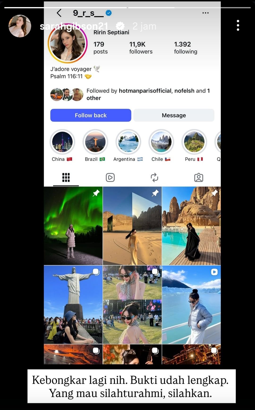 Sarah Gibson beberkan diduga wanita selingkuhan Diska Resha <b>(Instagram)</b>