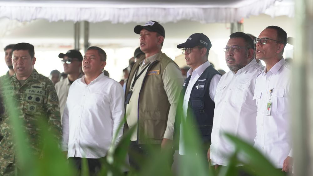 Gerakan Tanam Padi Serentak yang dipimpin Menteri Pertanian Republik Indonesia, Andi Amran Sulaiman, di lokasi cetak sawah Desa Waninggap Kai, Distrik Semangga, Kabupaten Merauke, Papua Selatan. (Istimewa)