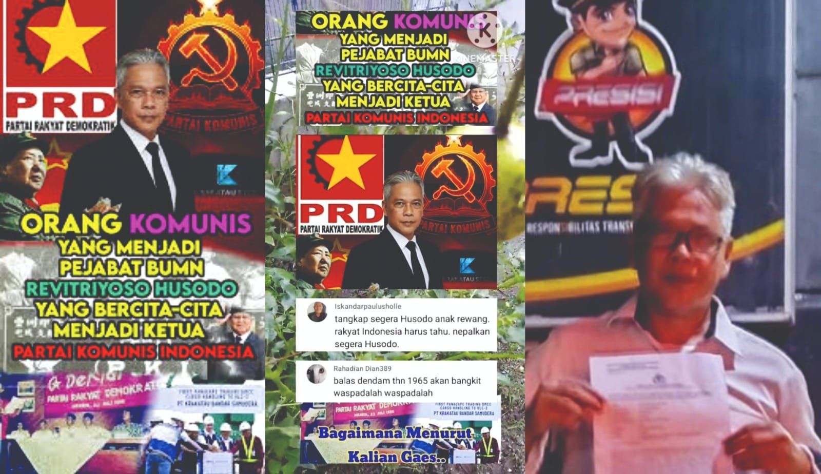 Unggahan hoax di medsos yang merugikan Revitriyoso Husodo. 