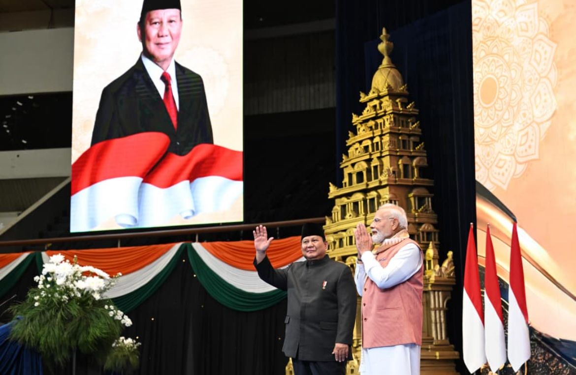 Presiden Republik Indonesia, Prabowo Subianto menghadiri acara Indian Community Reception yang digelar di Jakarta International Convention Center (JICC) <b>(Sekretariat presiden)</b>