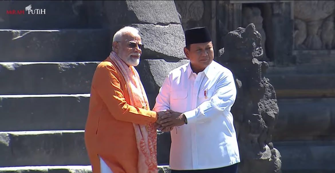 Presiden Prabowo Subianto bersama Perdana Menteri India Narendra Modi meresmikan proyek konservasi dan restorasi Kompleks Candi Prambanan di Sleman, Daerah Istimewa Yogyakarta (DIY) <b>(Istimewa)</b>