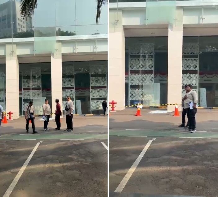Kantor Badan Gizi Nasional (BGN) di kawasan Kebon Sirih, Jakarta Pusat, ditembak orang tak dikenal.  <b>(Foto: Ntvnews/Adiansyah)</b>