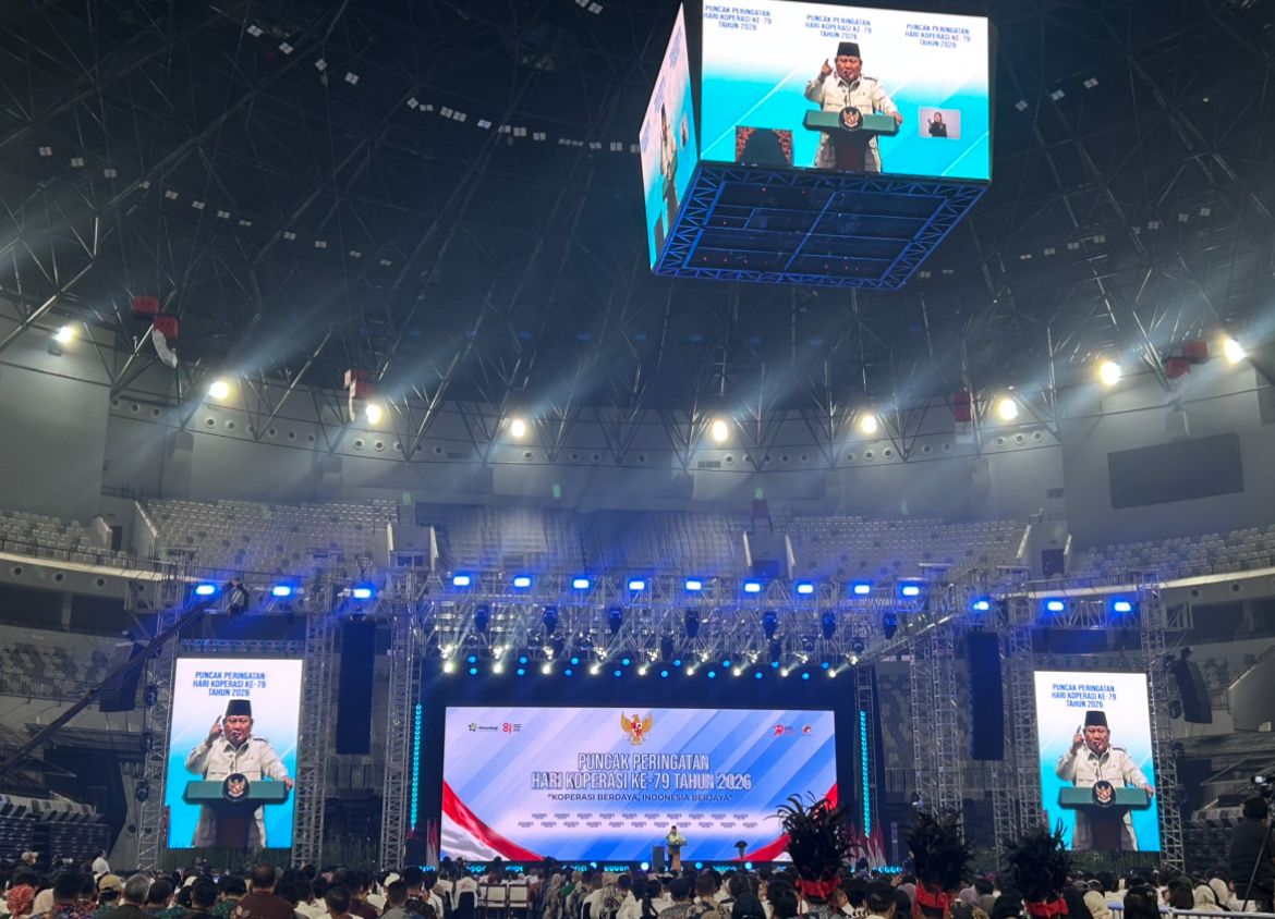 Presiden Prabowo Subianto di Hari Koperasi Nasional di Indonesia Arena GBK Jakarta, Minggu, 12 Juli 2026 <b>(NTVnews)</b>